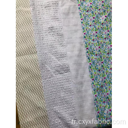 Tissu Imprimé Polyester en Seersucker